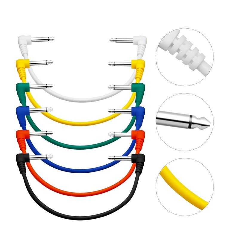 MAXCHEER Guitar Pedal Patch Cables,11 Inch, 1/4" TS Right Angled for Guitar Effect Pedal 6 Colour/Set - Image 5
